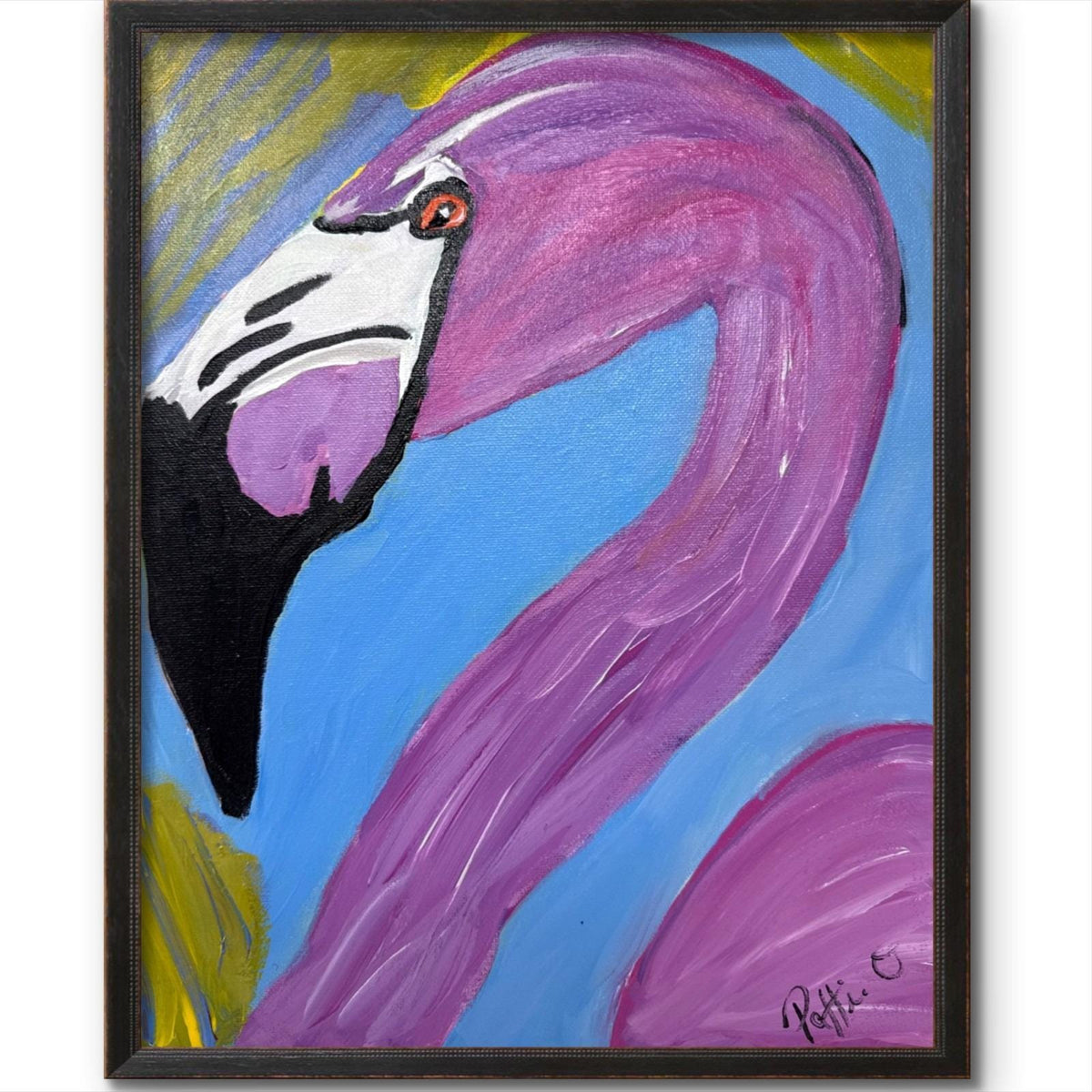 Pink Flamingo original painting by Pattie Overcash