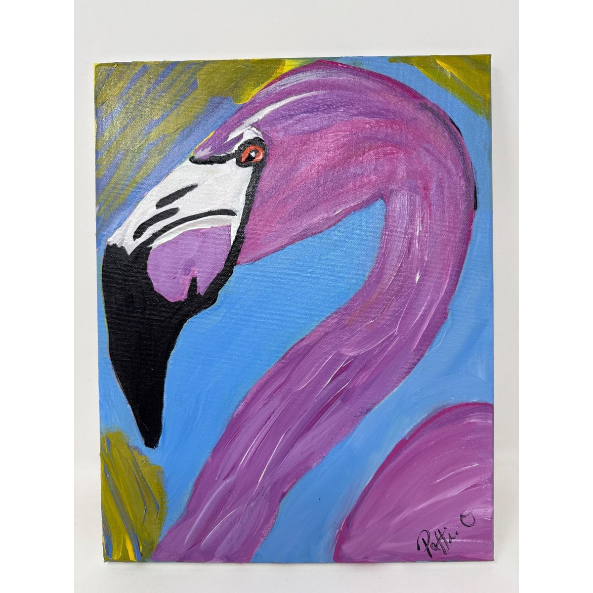 Pink Flamingo original painting by Pattie Overcash