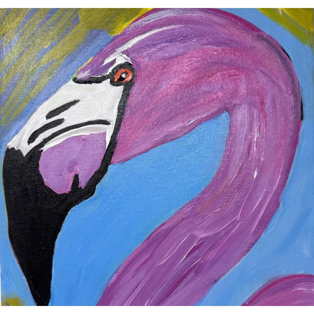 Pink Flamingo original painting by Pattie Overcash