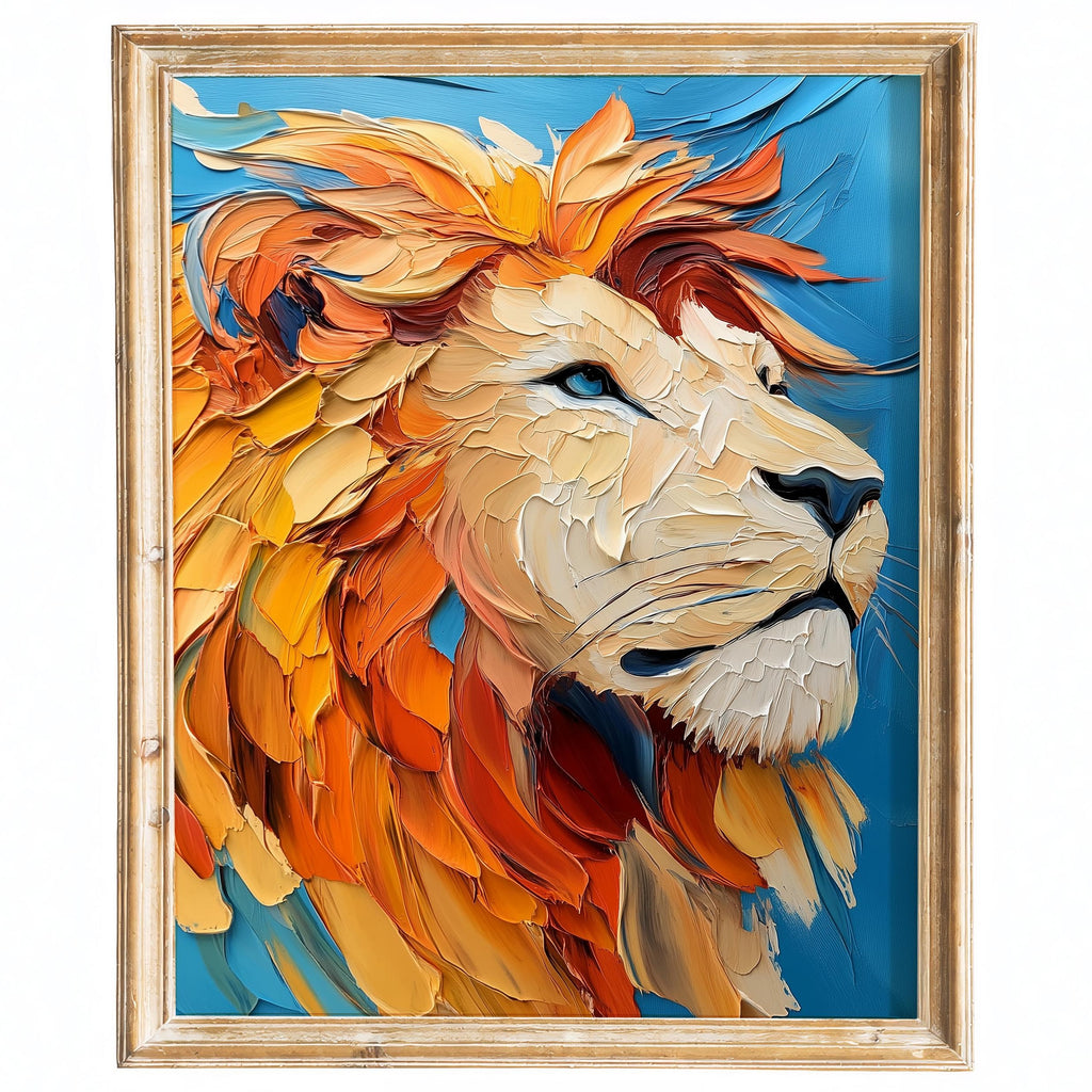 Bold Lion animal art print framed