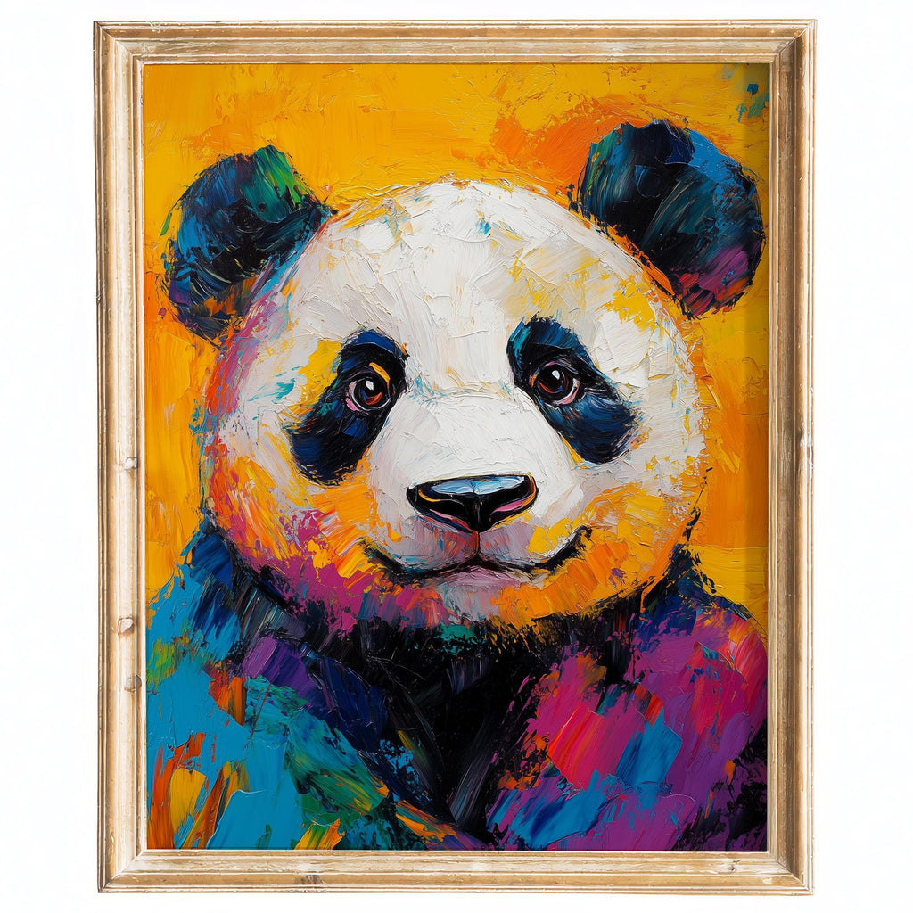 Colorful Panda animal art print framed