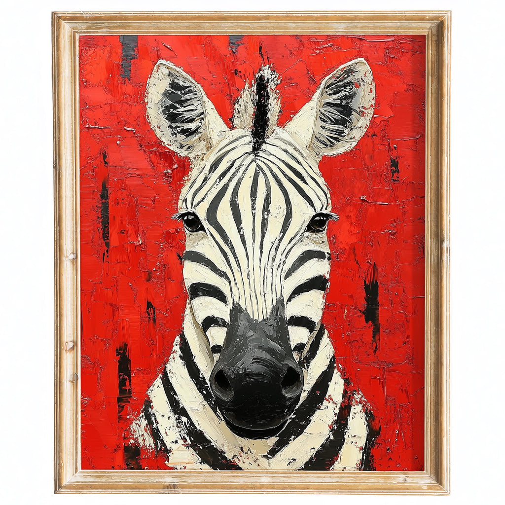 Zebra Red animal art print framed