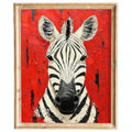 Zebra Red animal art print framed