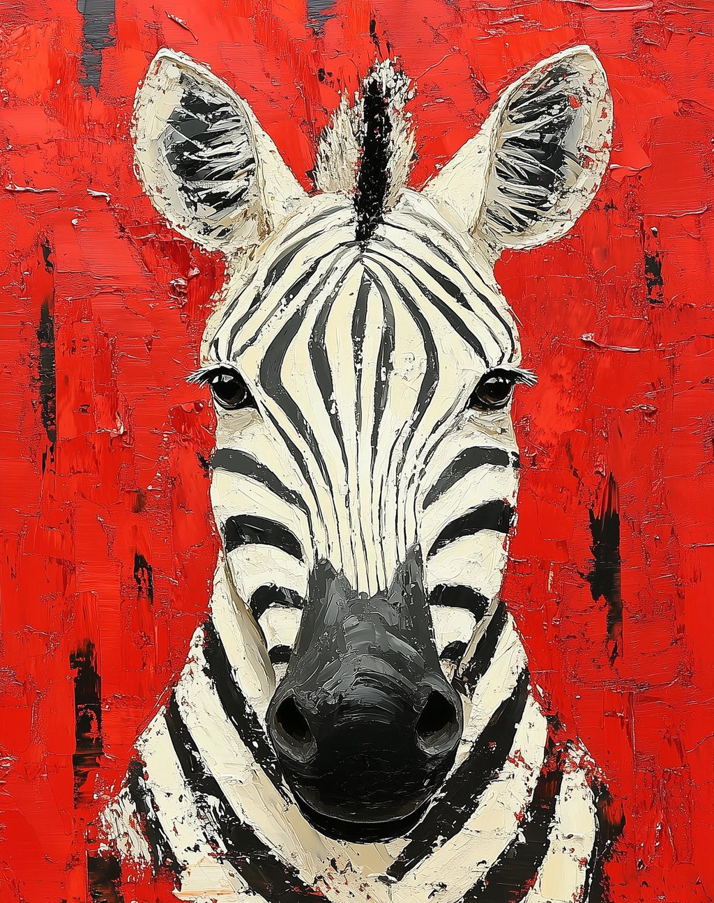 Zebra Red animal art print unframed, signed by Pattie Overcash