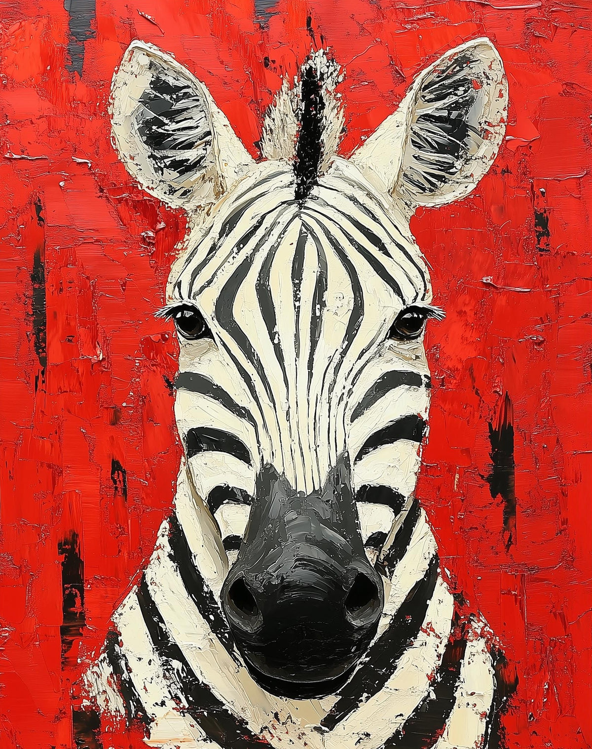 Zebra Red animal art print unframed, signed by Pattie Overcash