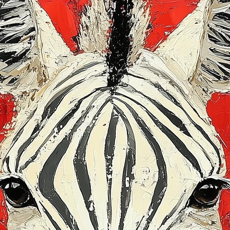 Zebra Red animal art print close-up detail