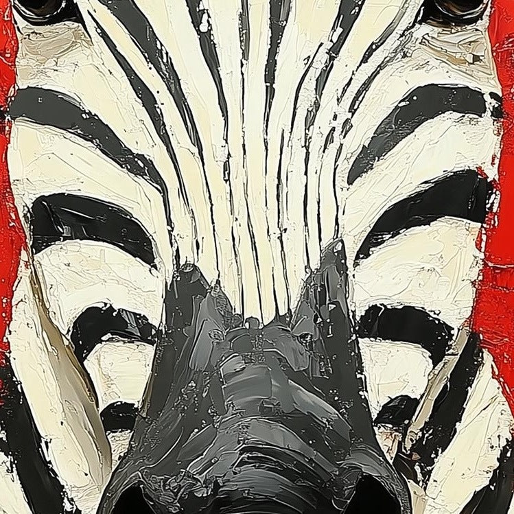 Zebra Red animal art print close-up detail