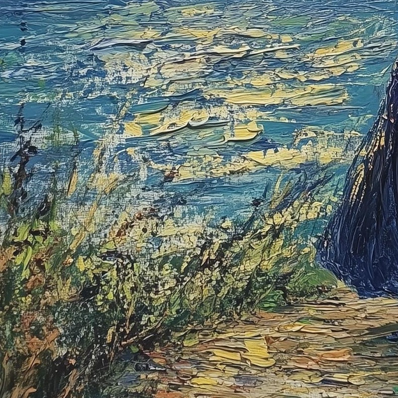 Moonlit Shore Witch Halloween art print close-up detail