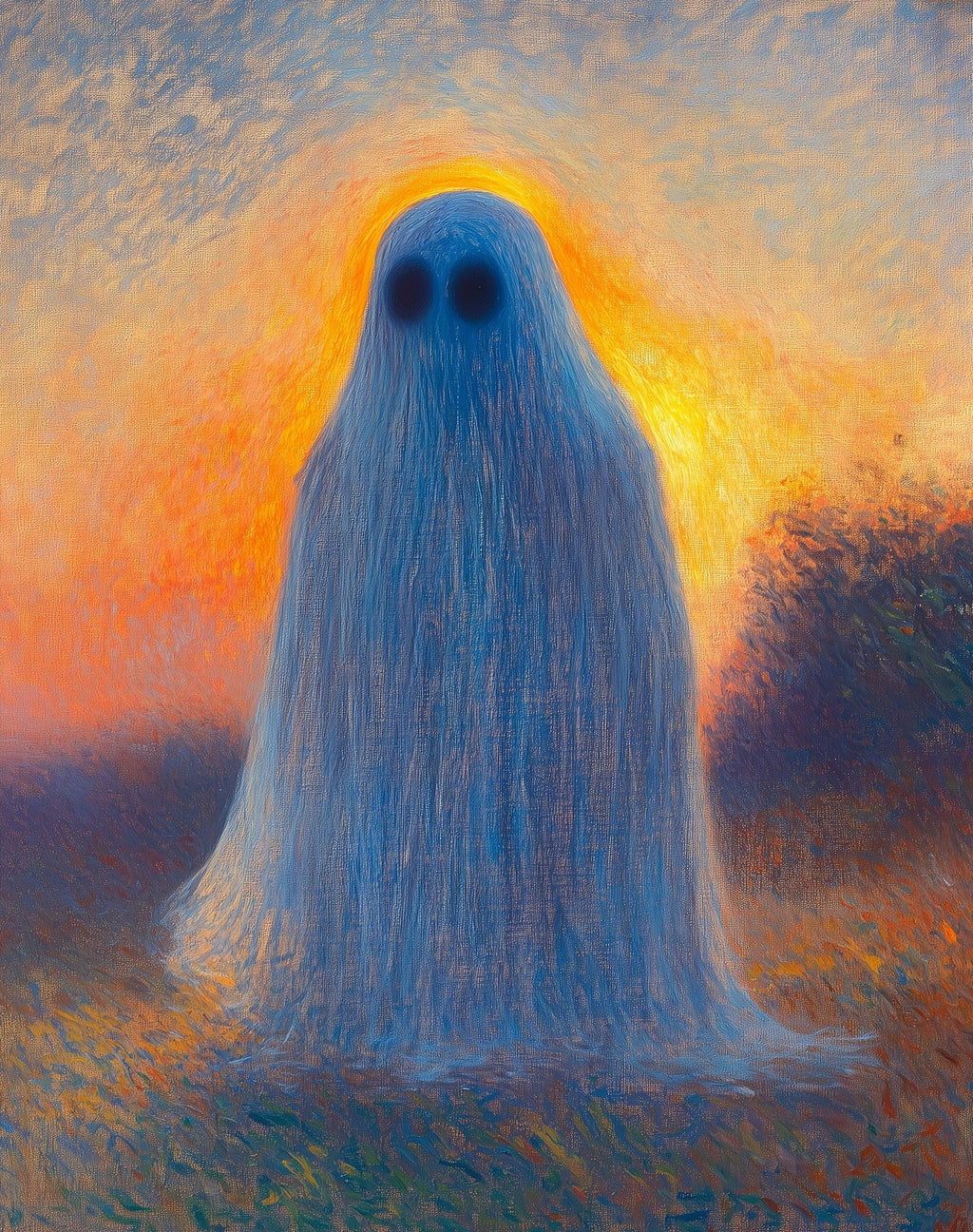 Sunset Ghost Halloween art print unframed, signed by Pattie Overcash