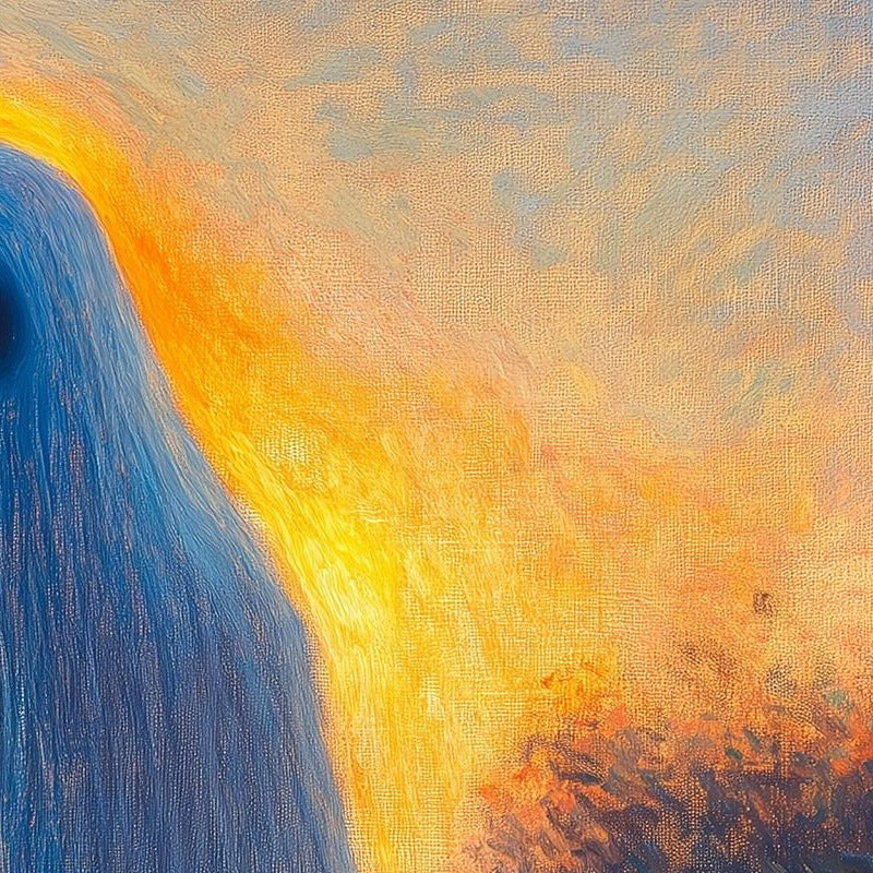 Sunset Ghost Halloween art print close-up detail