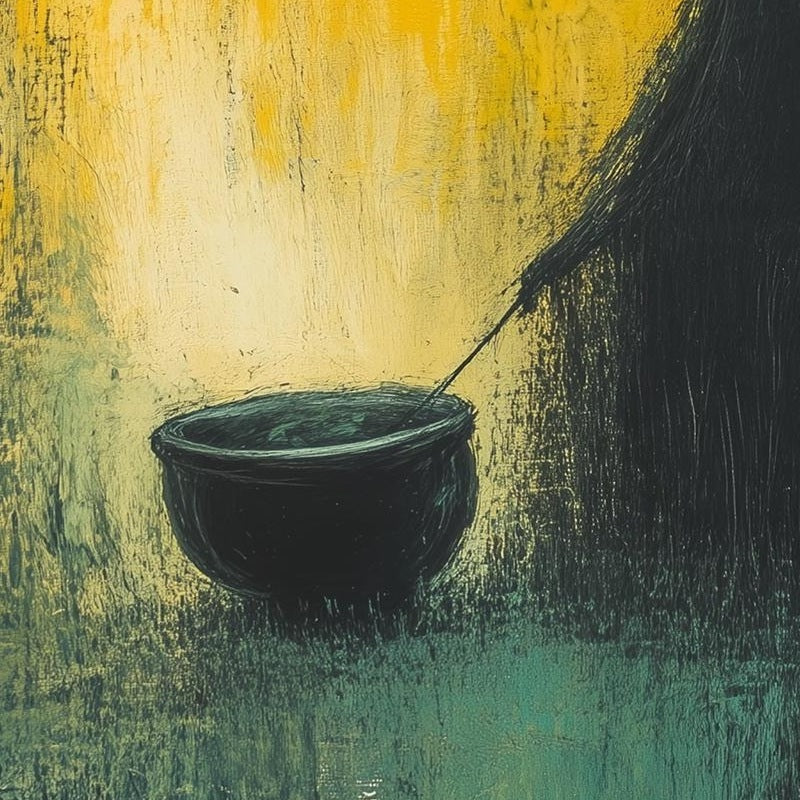 Cauldron Witch Halloween art print close-up detail