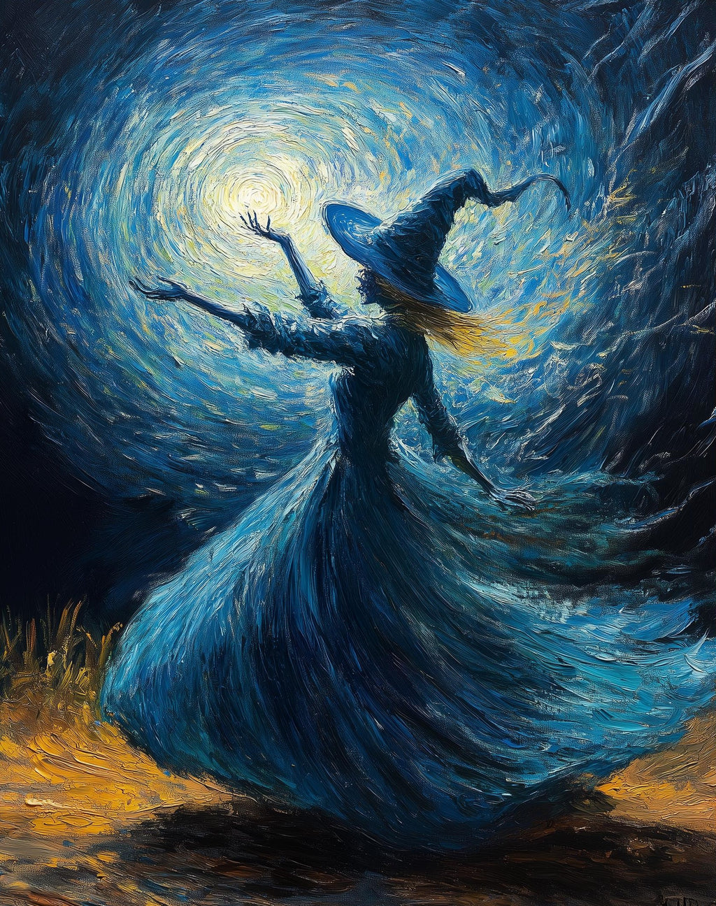 Spellcaster Witch Halloween art print unframed, signed by Pattie Overcash