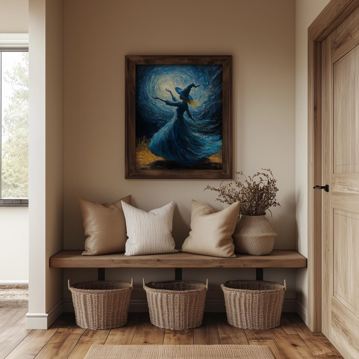 Spellcaster Witch Halloween art print shown in a room setting