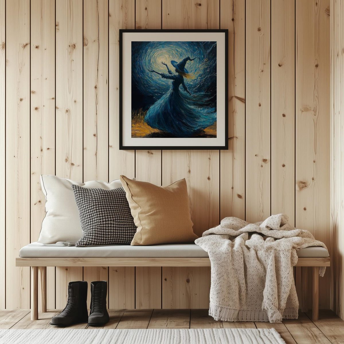 Spellcaster Witch Halloween art print shown in a room setting