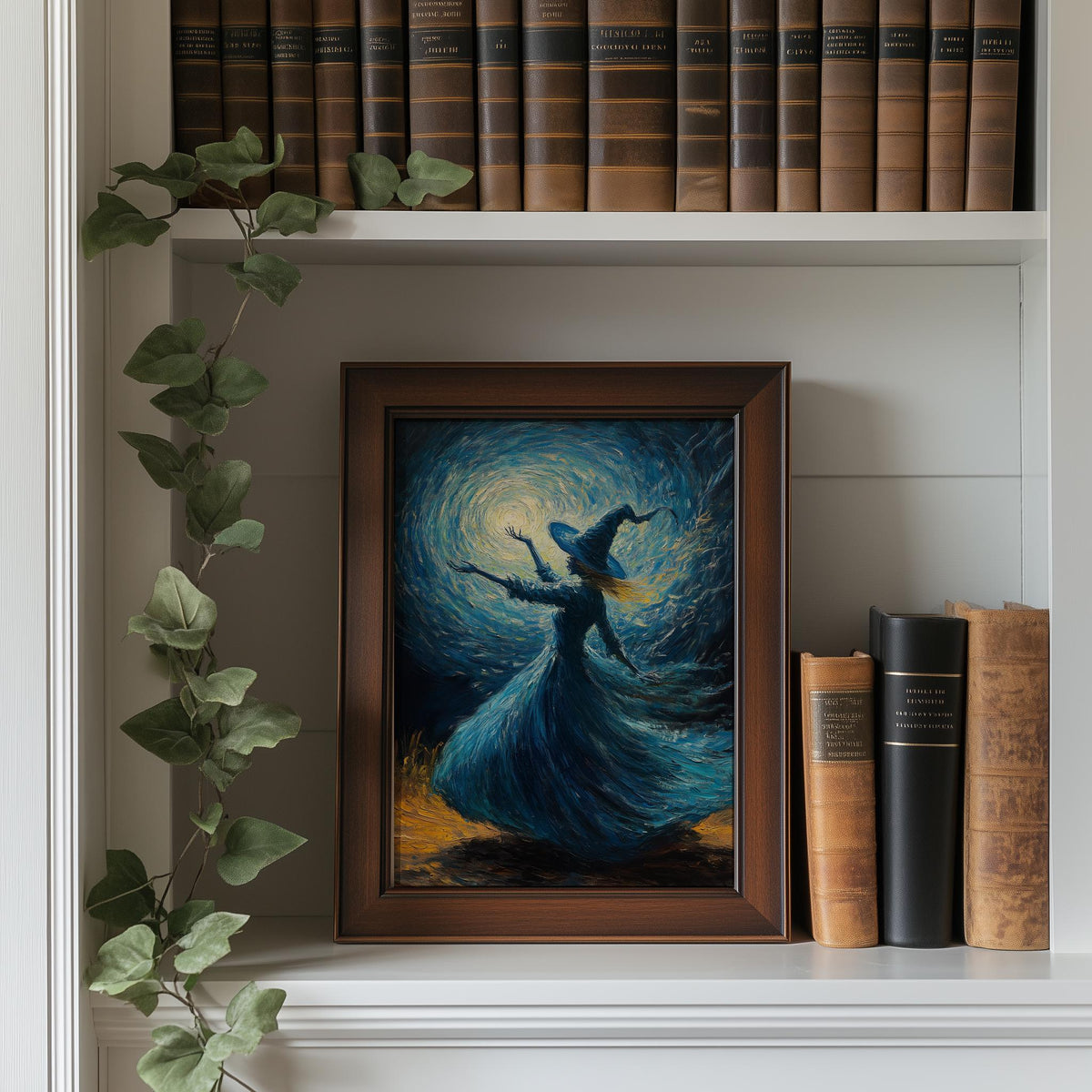 Spellcaster Witch Halloween art print shown in a room setting