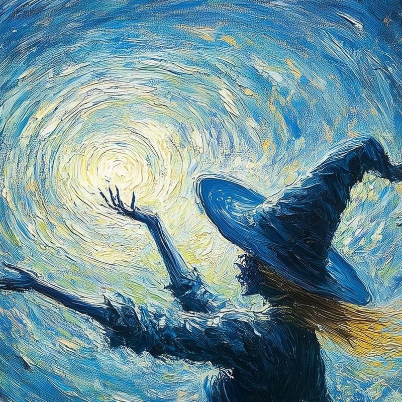 Spellcaster Witch Halloween art print close-up detail