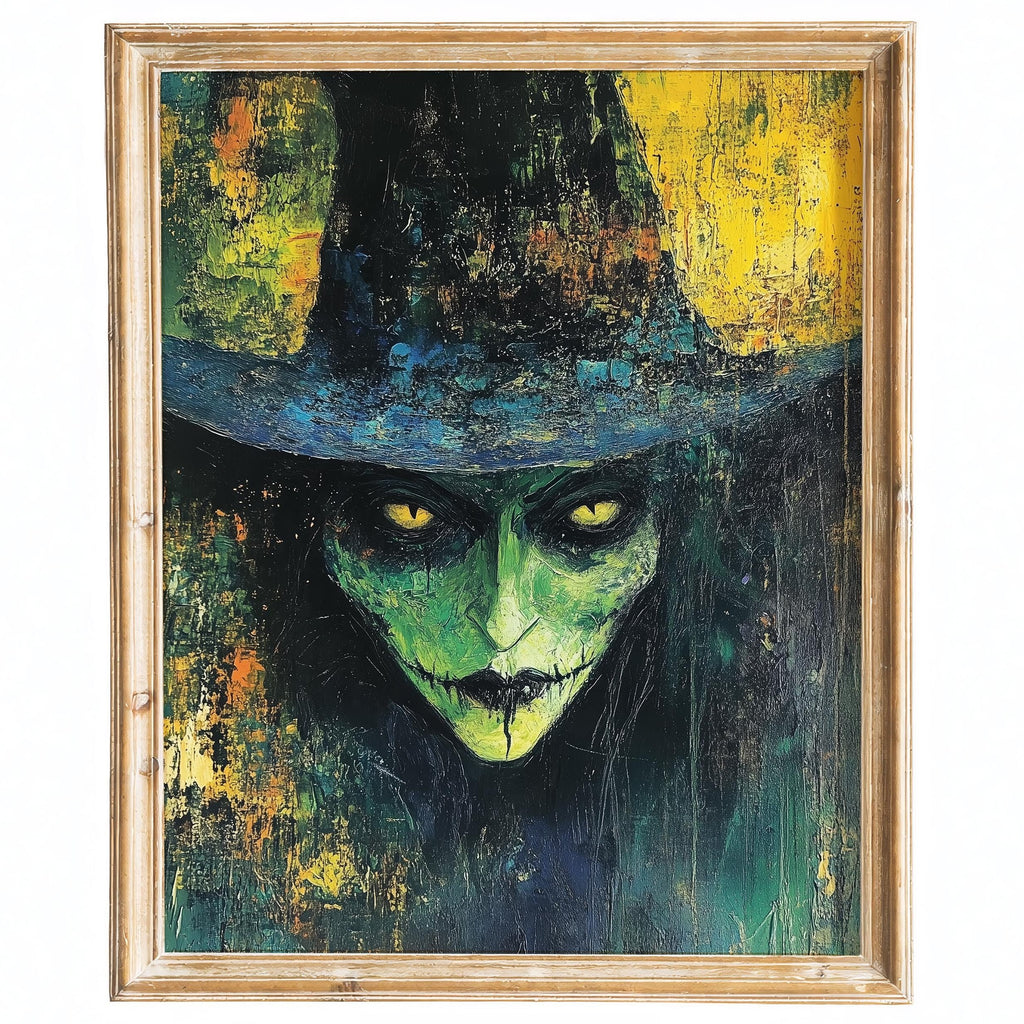 Green Witch Portrait Halloween art print framed