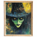 Green Witch Portrait Halloween art print framed