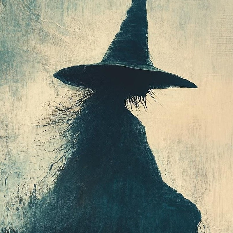 Misty Witch Halloween art print close-up detail