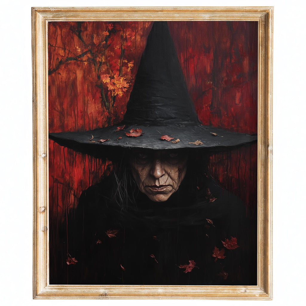 Gothic Witch Portrait Halloween art print framed