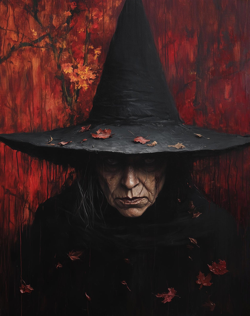 Gothic Witch Portrait Halloween art print unframed, signed by Pattie Overcash