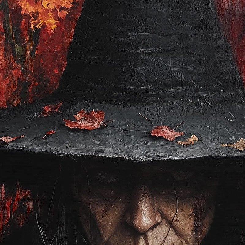 Gothic Witch Portrait Halloween art print close-up detail