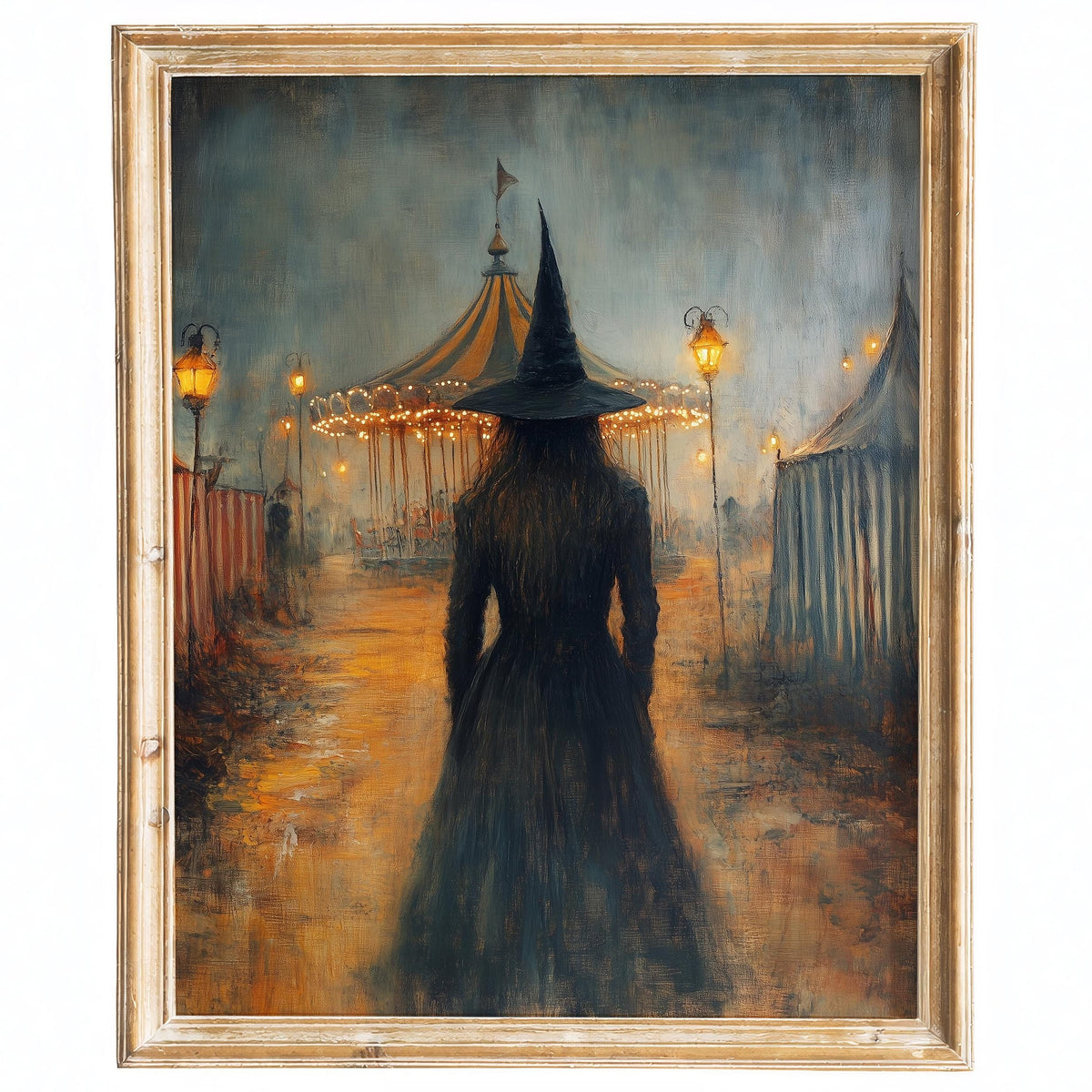 Carnival Witch Halloween art print framed