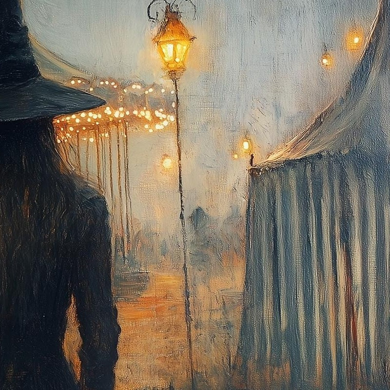 Carnival Witch Halloween art print close-up detail