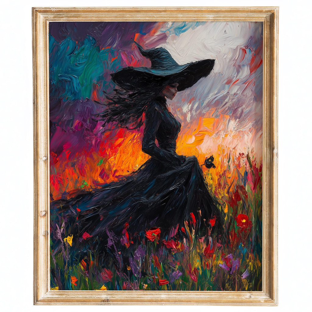 Wildflower Witch Halloween art print framed