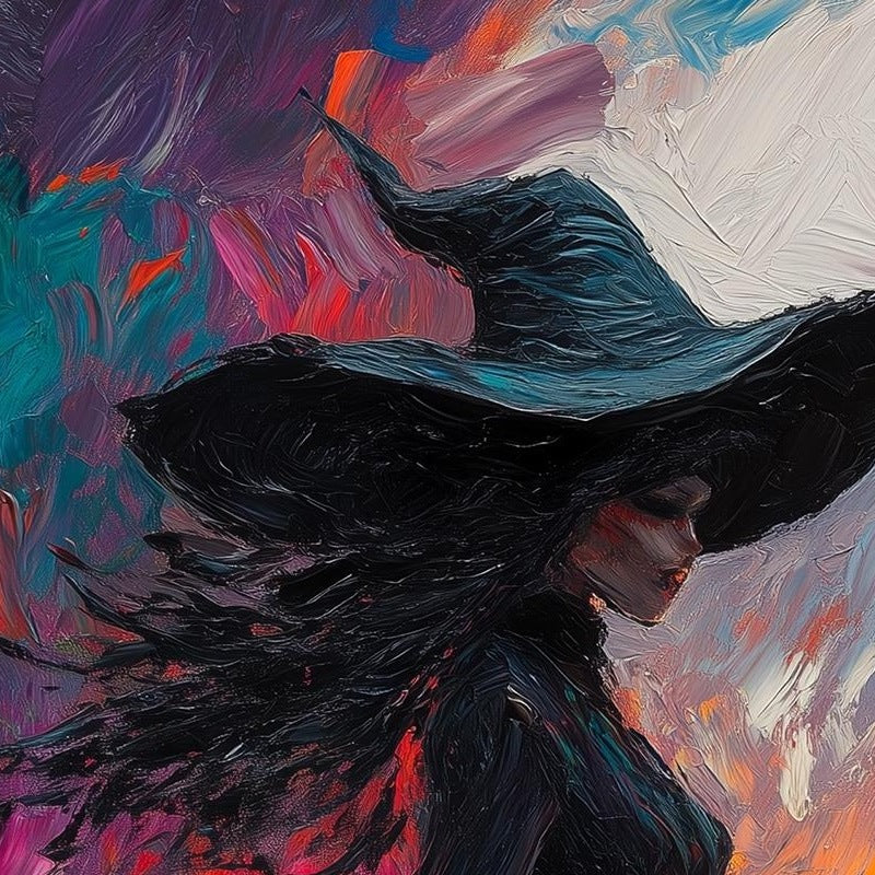 Wildflower Witch Halloween art print close-up detail