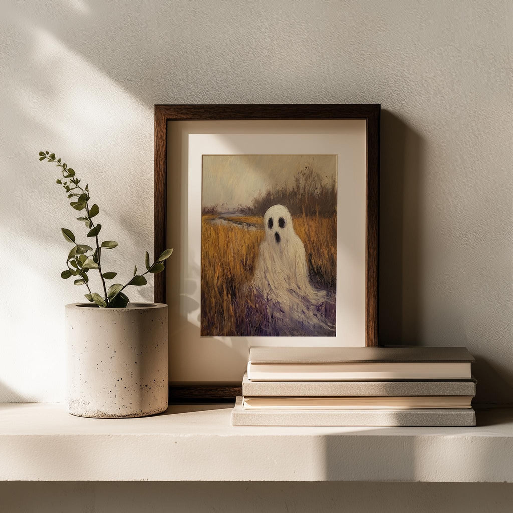 Marsh Ghost Halloween art print shown in a room setting
