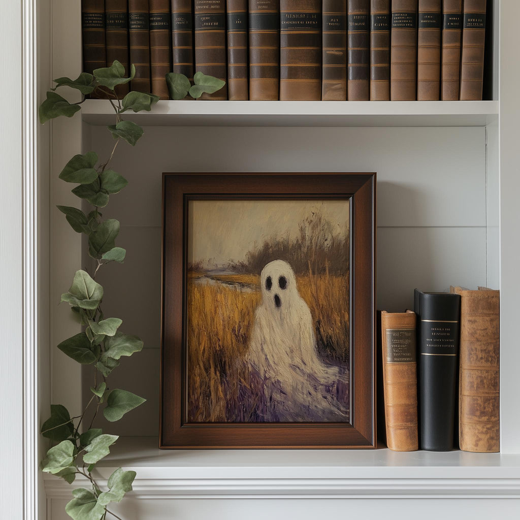 Marsh Ghost Halloween art print shown in a room setting