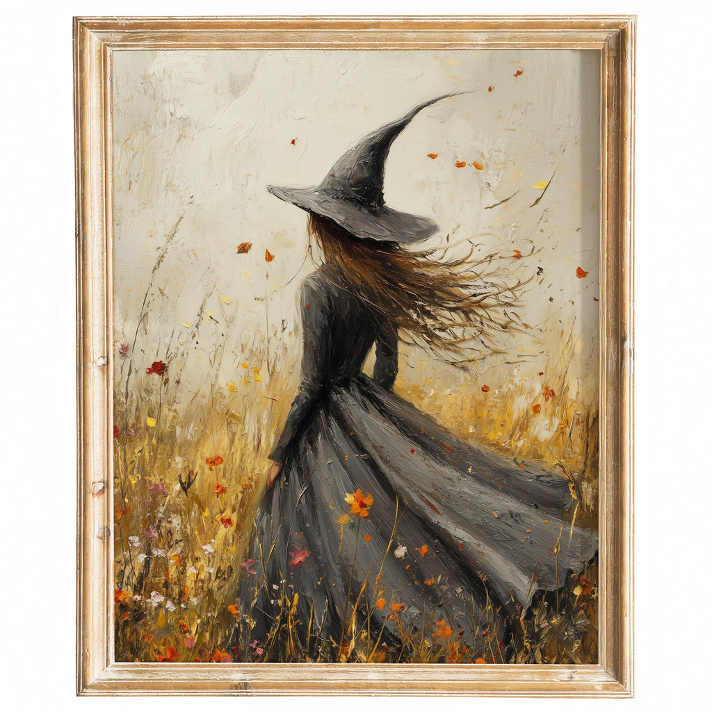 Windswept Witch Halloween art print framed