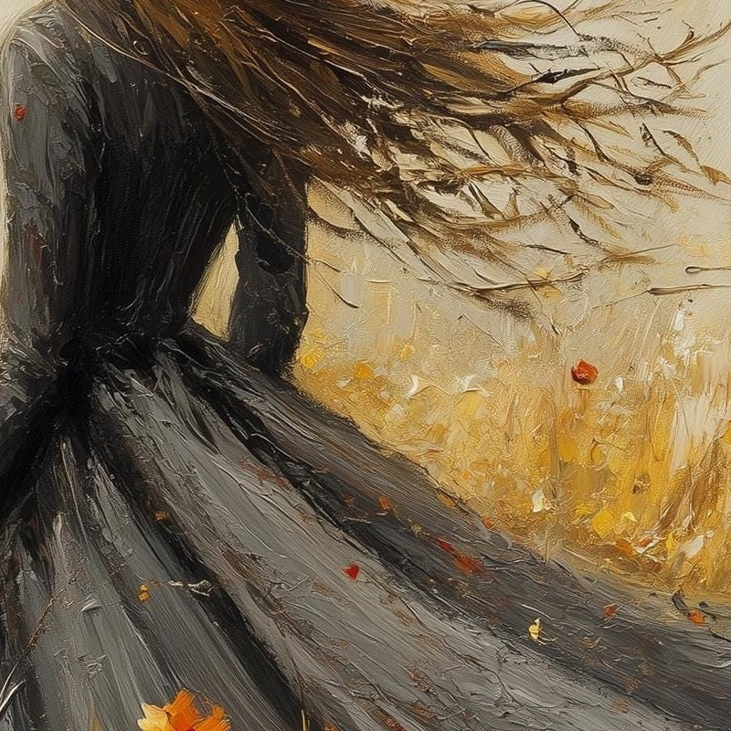 Windswept Witch Halloween art print close-up detail