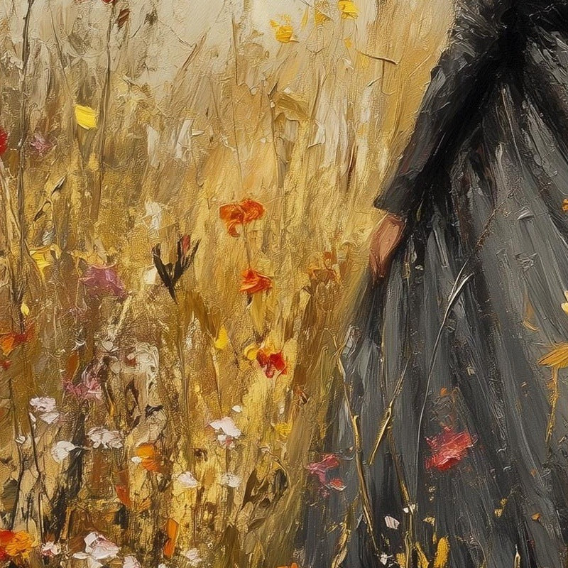 Windswept Witch Halloween art print close-up detail