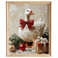Holiday Goose Christmas art print framed
