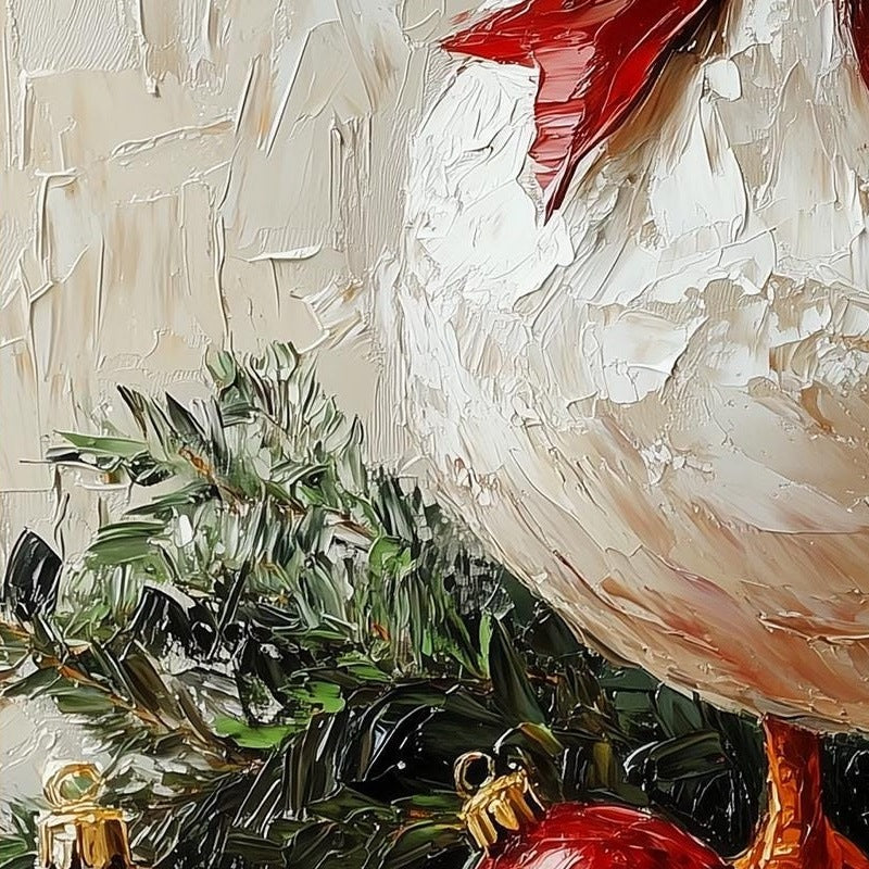 Holiday Goose Christmas art print close-up detail