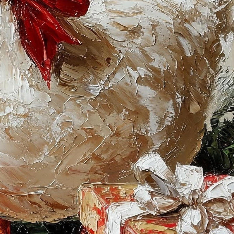 Holiday Goose Christmas art print close-up detail
