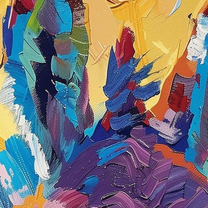 Colorful Donkey animal art print close-up detail