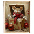 Gift Box Mouse Christmas art print framed