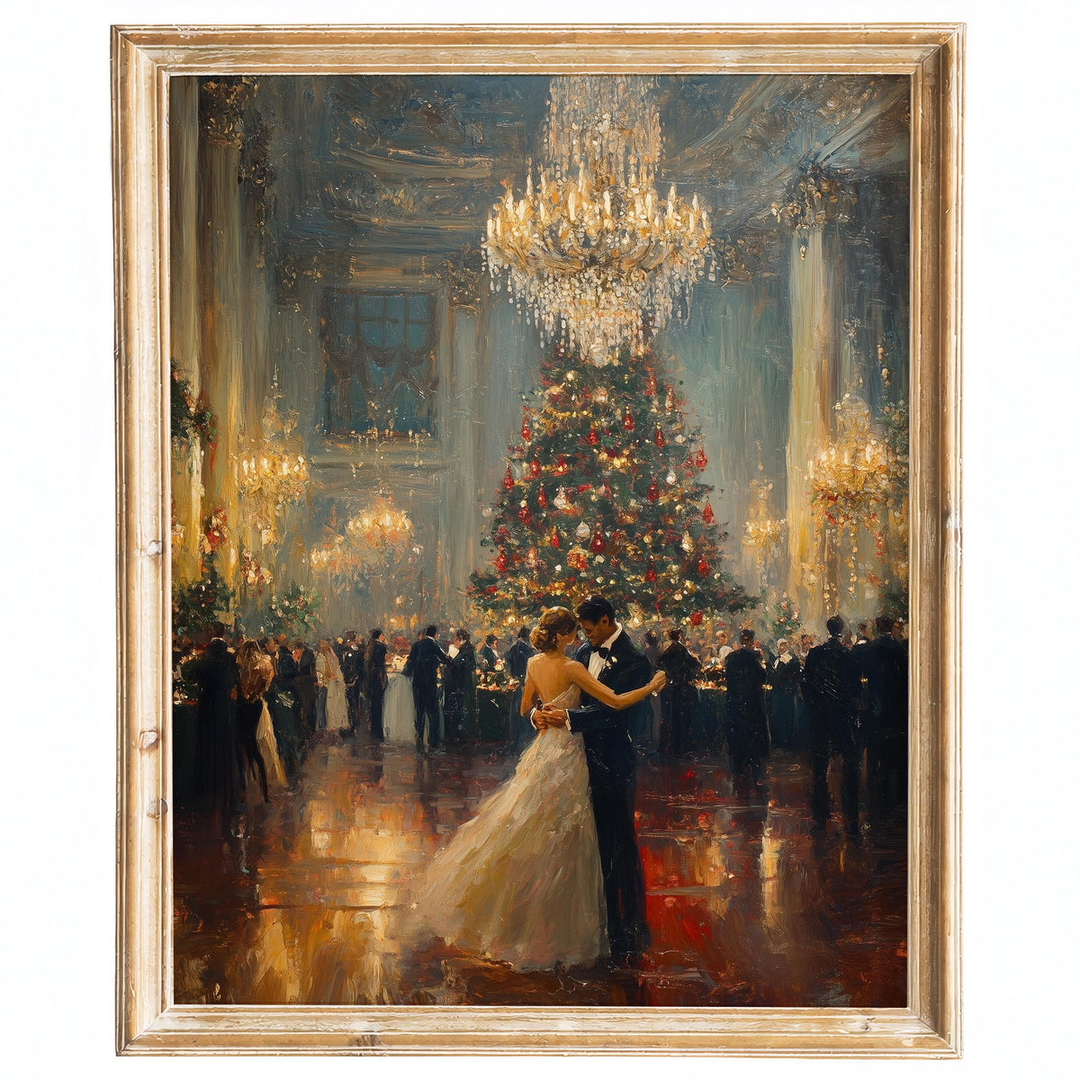 Holiday Ballroom Christmas art print framed