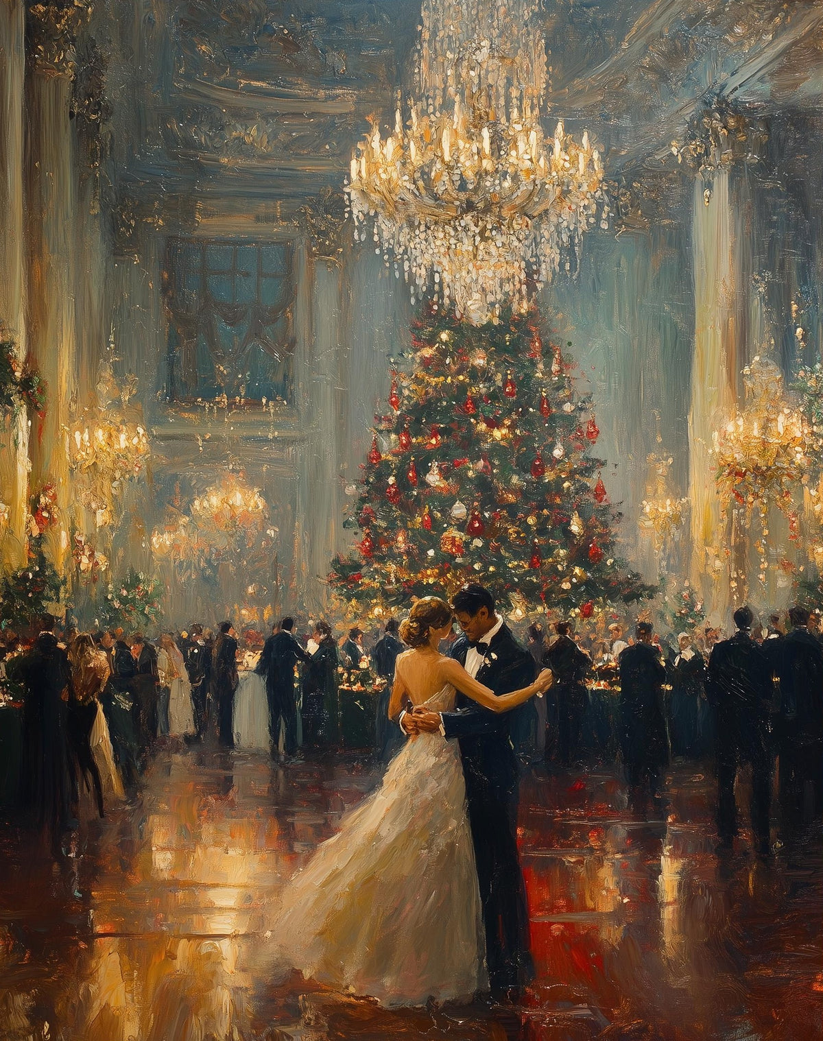 Holiday Ballroom Christmas art print unframed, signed by Pattie Overcash