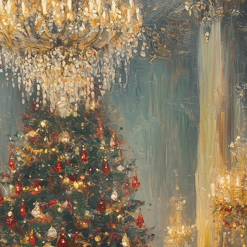 Holiday Ballroom Christmas art print close-up detail