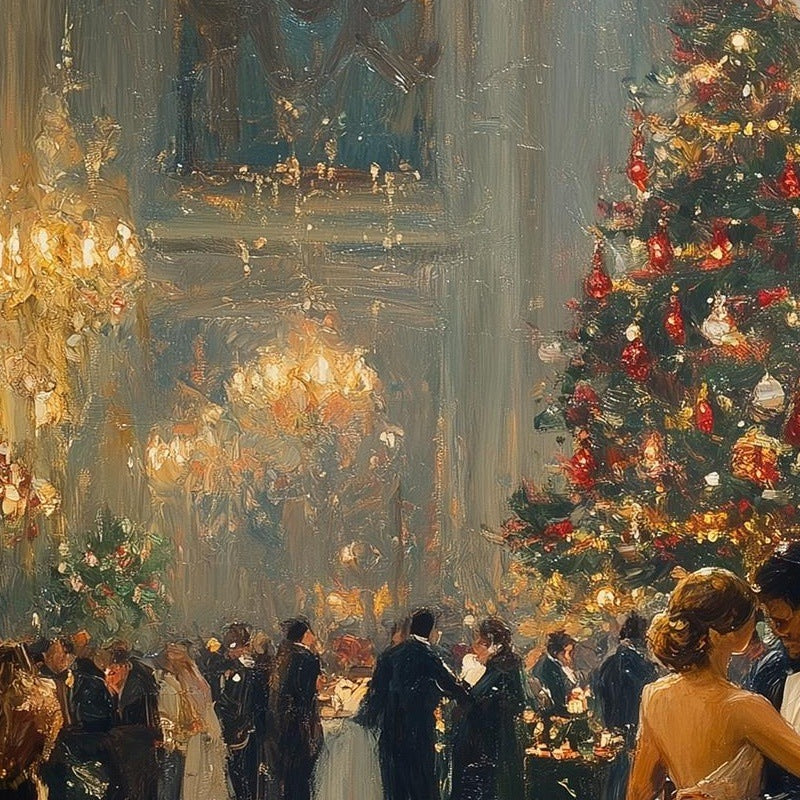 Holiday Ballroom Christmas art print close-up detail