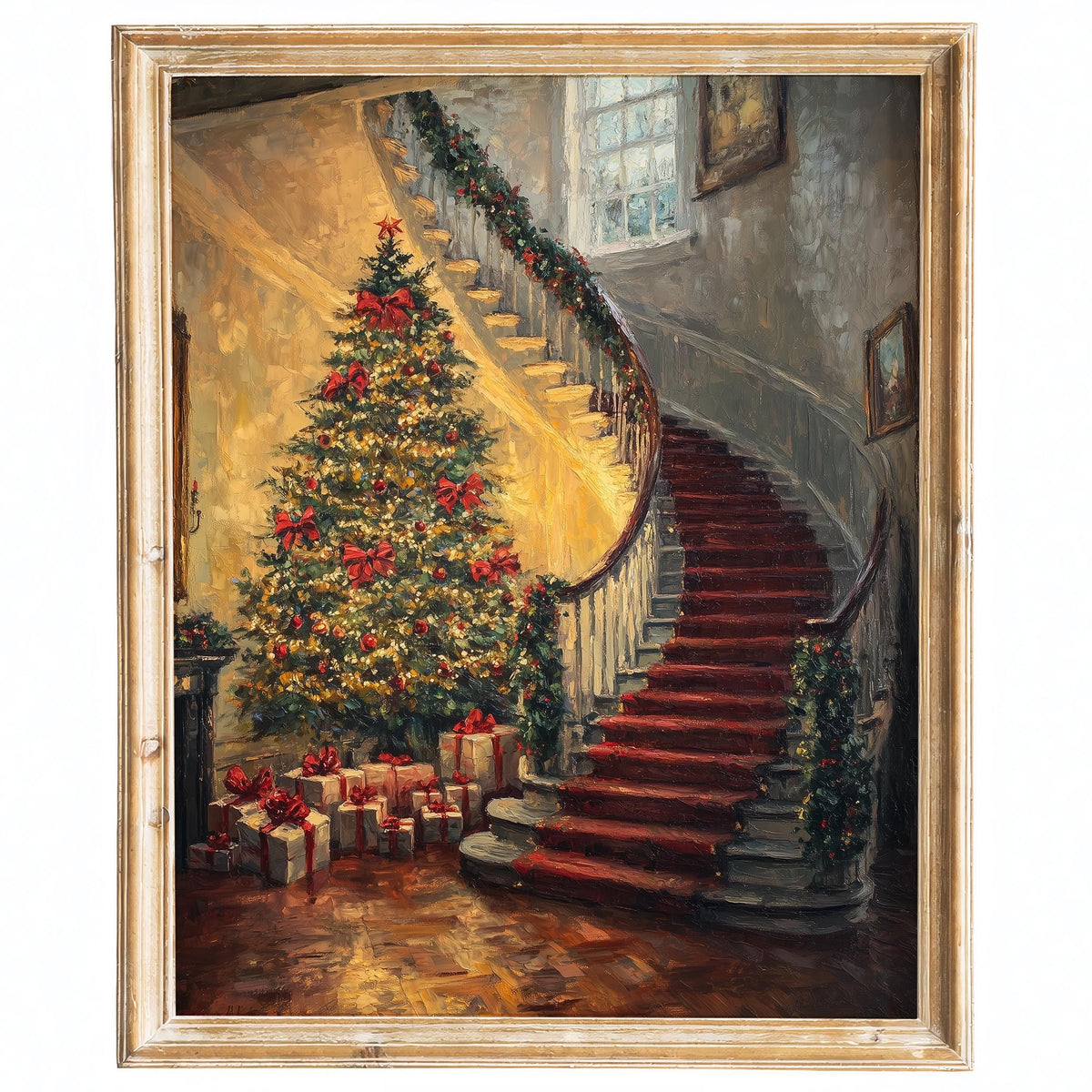 Grand Staircase Christmas art print framed