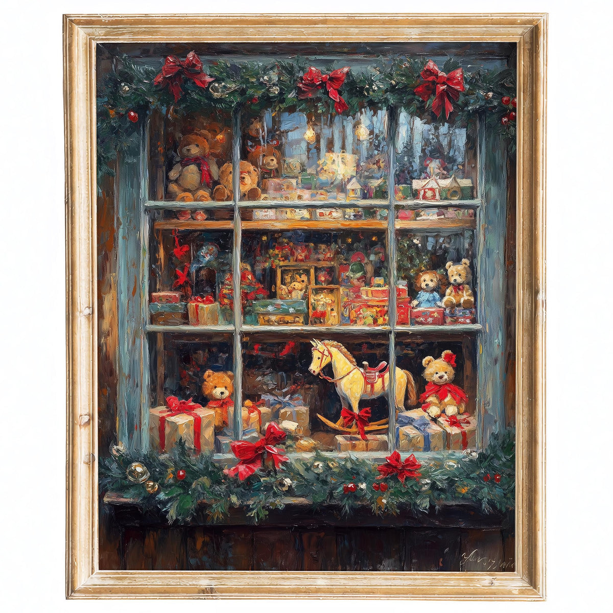 Toy Shop Christmas art print framed