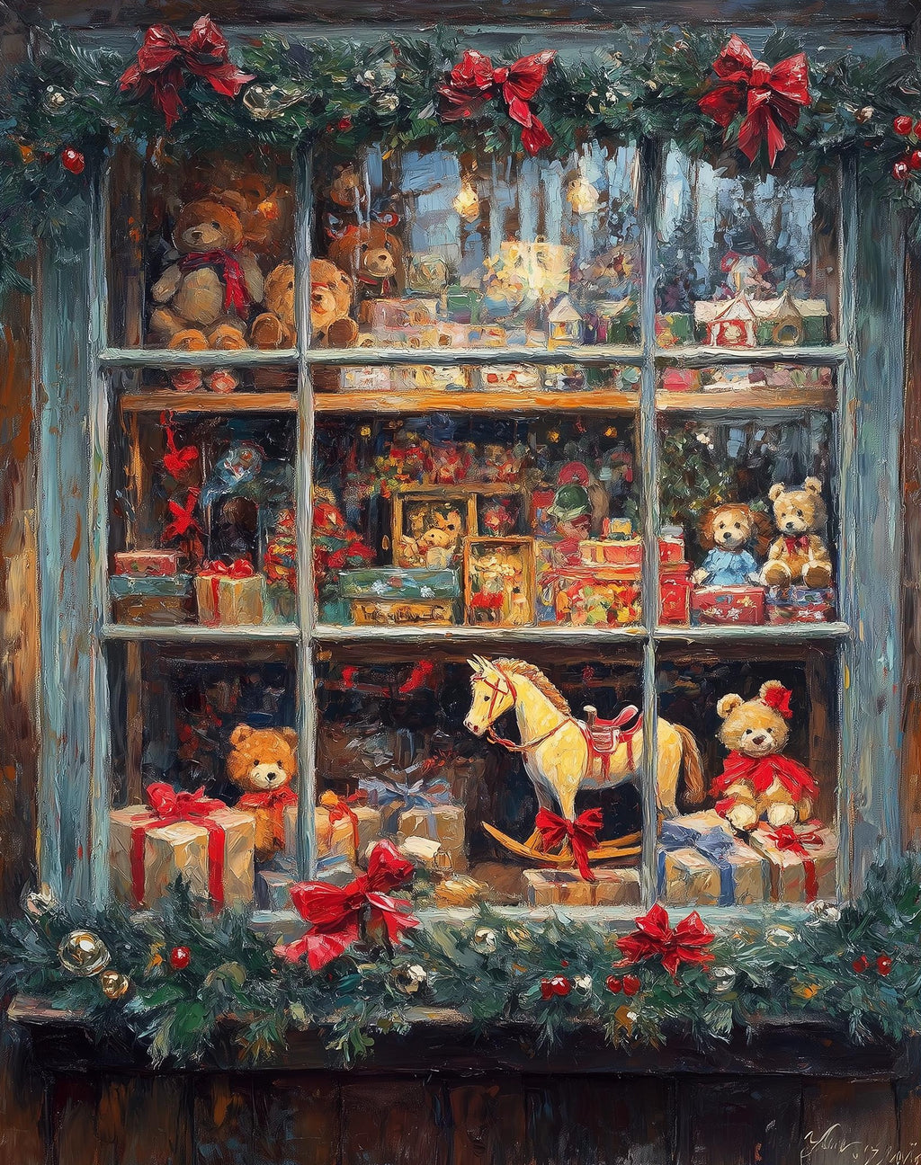 Toy Shop Christmas art print unframed, signed by Pattie Overcash