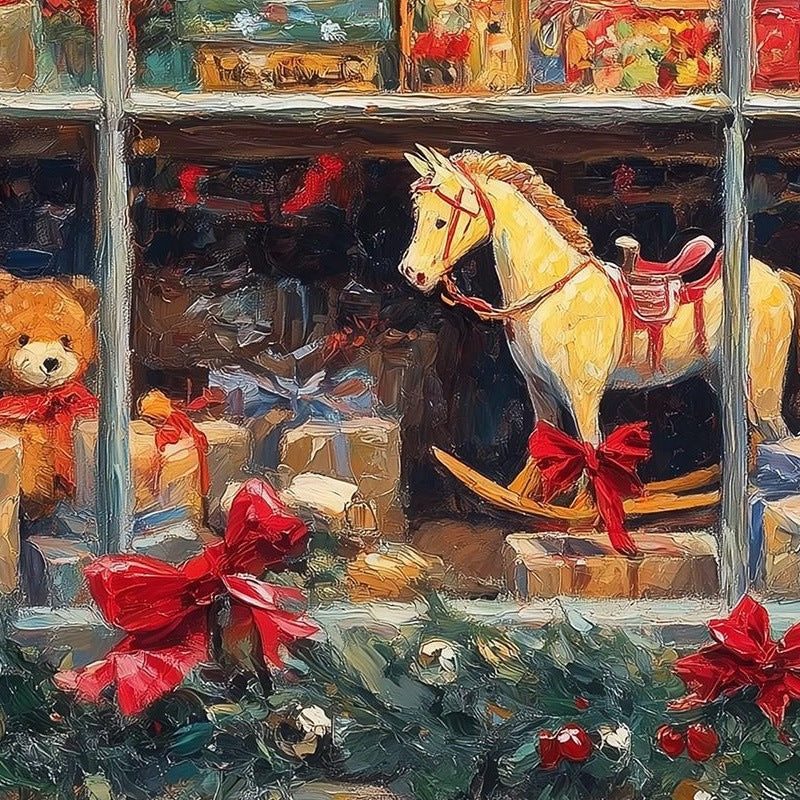 Toy Shop Christmas art print close-up detail
