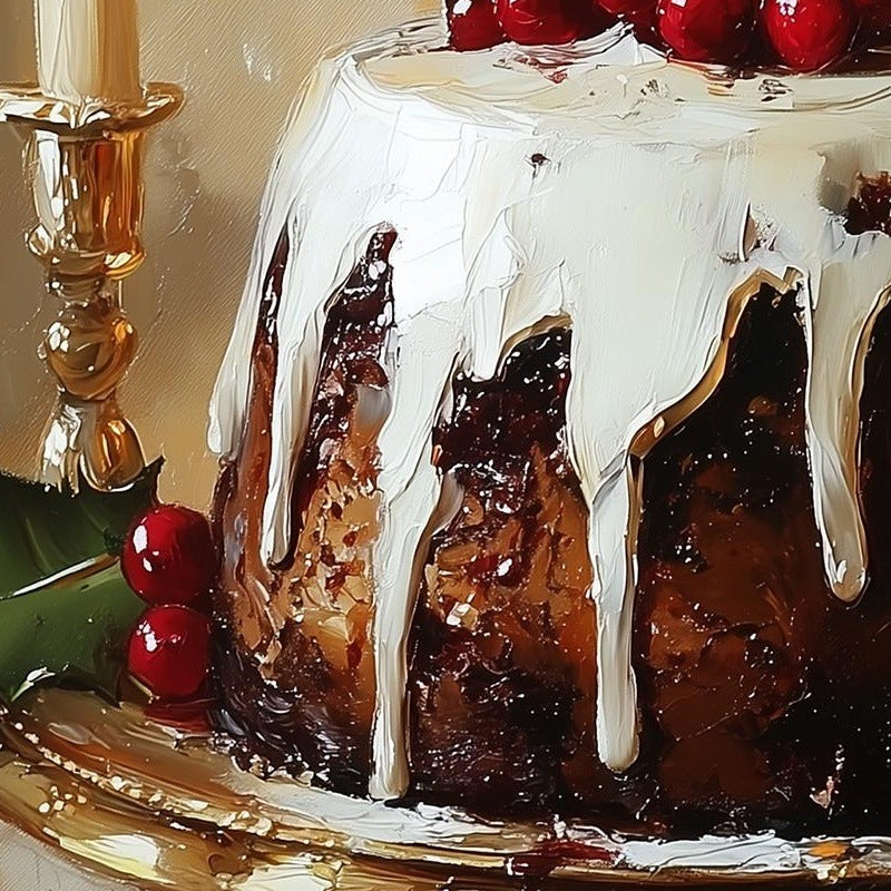 Xmas Pudding Christmas art print close-up detail
