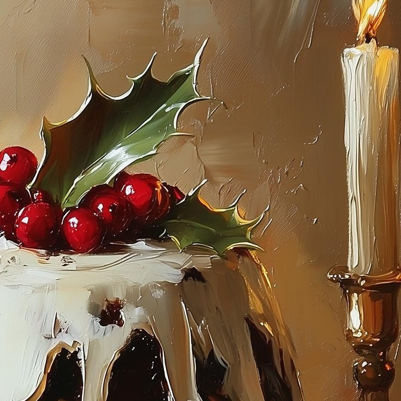 Xmas Pudding Christmas art print close-up detail